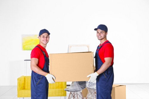Business relocation planning in Wimbledon with office items prepared for transport