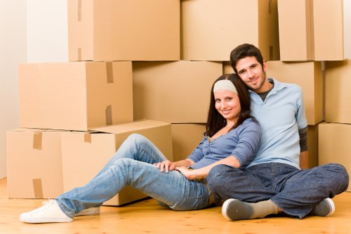 Furniture and boxes being loaded for a residential move in Wimbledon