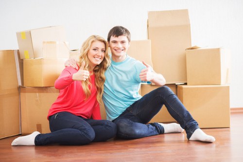 Commercial movers working at a Wimbledon property with careful loading procedures