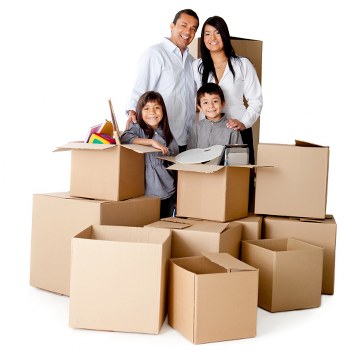 Prepared office boxes and equipment ready for relocation